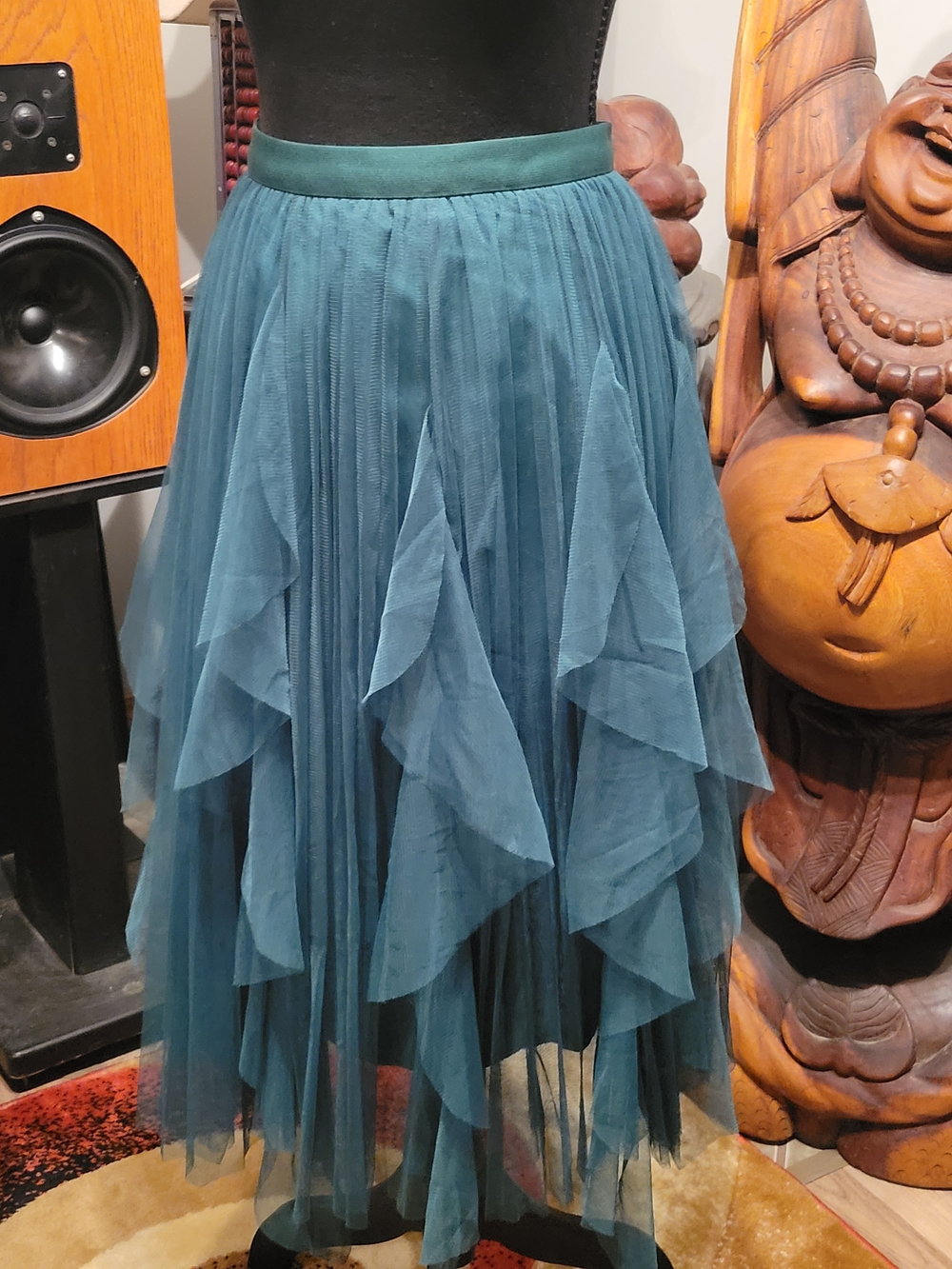Source Unknown Teal Layered Tulle Skirt